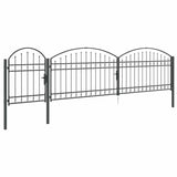 Garden Fence Gate with Arched Top Grey 500 x 75 cm Steel 42008958