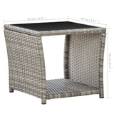 ZNTS Coffee Table Grey 45x45x40 cm Poly Rattan and Glass 46068