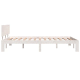 Bed Frame White Solid pine wood, plywood slats 120x200 cm Tough 810491
