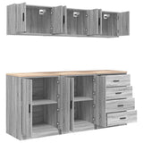Garage Cabinets 6 pcs Grey Sonoma Engineered Wood 3328346