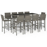 Garden Bar Set Grey PE Rattan Large Footrest Garden Bar Set 3187664