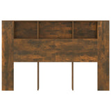 Headboard Cabinet Smoked Oak Engineered Wood 160x18.5x104.5 cm 817273