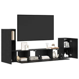 Wall TV Cabinet Wall-mounted 3 pcs Black Oak Engineered Wood 3393478