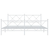 Metal Bed Frame without Mattress with Footboard White 183x213cm 376574