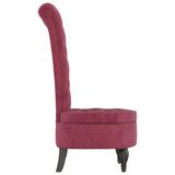 High Back Chair Wine Red Velvet Button Design 352467