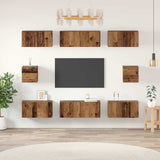 TV Cabinet Set Wall-mounted 8 pcs Old Wood Engineered Wood 3393165