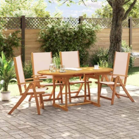 ZNTS 5 Piece Garden Dining Set Solid Wood Acacia and Textilene 3279280