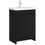 Bathroom Under Sink Cabinet Black Oak 56 x 37.5 x 81 cm 890777