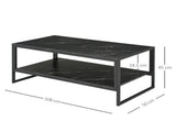 Coffee Table, Two-Tier Marble Centre Table with Metal Frame and Storage Shelf for Living Room, 106 x T3398P343257