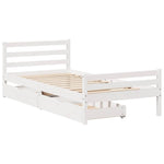 ZNTS Bed Frame without Mattress White 100x200 cm Solid Wood Pine 3301607