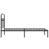 Metal Bed Frame without Mattress with Headboard Black 80x200cm 376591