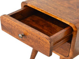 Solid Wood Mini Chestnut Curved Bedside, 2 Drawers, Dark Brown B2743P402921