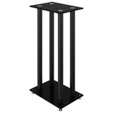 Speaker Stands 2 pcs Black Tempered Glass 4 Pillars Design 51817