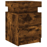 Bedside Cabinet with LED Lights Smoked Oak 35x39x55 cm 836757