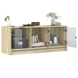 TV Cabinet with Glass Doors Sonoma Oak 102x37x42 cm 836408
