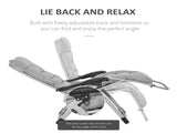 2pc Reclining Zero Gravity Sun Loungers ,Folding Chaise Lounge Chair with Cushions, Light Grey T3398P318683