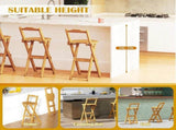 Wooden Folding Bar Stool Bamboo Kitchen Counter Height Stools with Backrest NEW 12124408