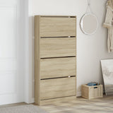 Shoe Cabinet with 4 Flip-Drawers Sonoma Oak 80x21x163.5 cm 3214366