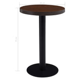 Bistro Table Dark Brown, Black MDF, Steel Compact Round Modern 286419