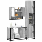 ZNTS 3 Piece Bathroom Furniture Set Grey Sonoma Engineered Wood 3301103