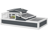 Tortoise House 3-Room with 2 Stories, Ladder, Balcony, Tray, Openable Roof, 59H x 112L x 65Wcm, Grey T3398P349998