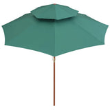 Double Decker Garden Parasol 270x270 cm Wooden Pole Green 42963