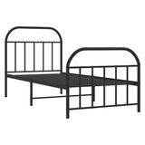 Metal Bed Frame without Mattress with Footboard Black 90x200cm 353646