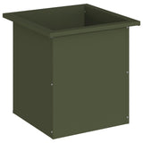 Garden Planter with LED Olive Green 40 x 40 x 40 cm Steel 8008132