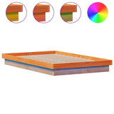 LED Bed Frame without Mattress Wax Brown 120x190 cm Small Double Solid Wood 844421
