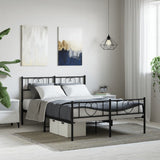 Metal Bed Frame without Mattress with Footboard Black 120x200cm 355479