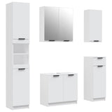 5 Piece Bathroom Cabinet Set White Engineered Wood 3115852