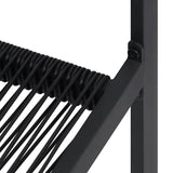 Dining Set Black Glass, Powder-Coated Steel, PVC Hollow Rattan 3060265