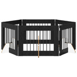Dog Gate with Stands 6 pcs Black Oak 80 x 60 cm Engineered Wood 892139