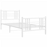 Metal Bed Frame without Mattress with Footboard White 90x200cm 376384