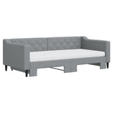 Daybed with Trundle and Mattresses Light Grey 90x190 cm Fabric 3197497