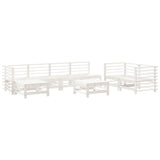 8 Piece Garden Lounge Set White Solid Wood Pine 3186579
