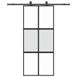 Sliding Door with Hardware Set Black 90x205 cm Tempered Glass 3375824