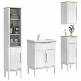 Bathroom Furniture Set FLORO 4 pcs White Solid Pine Wood 3385886