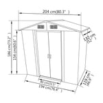 ZNTS Garden Storage Shed Grey Metal 204x132x186 cm 42983