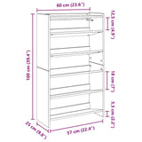 Shoe Rack Concrete Oak 60x25x100 cm Engineered Wood 859872