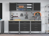 Work Cabinet 7 pcs Black and Grey Engineered Wood and Steel 3321448