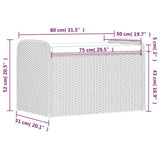 Storage Bench with Cushion Black 80x51x52 cm Poly Rattan 365730