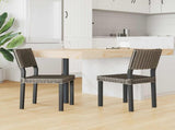 Dining Chair 2 pcs Kubu Rattan Black Wash 46 x 55 x 84 cm 42012425