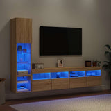 4 Piece TV Wall Units with LED Sonoma Oak Engineered Wood 3216713