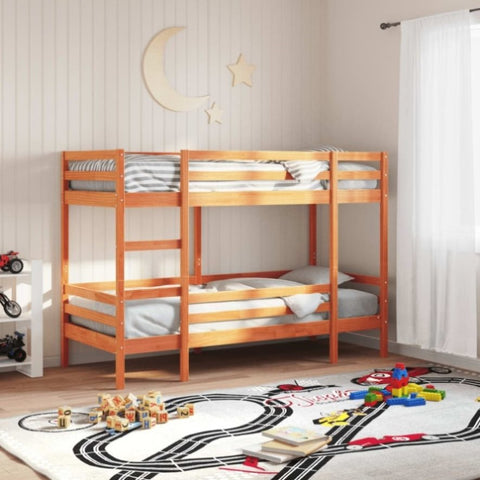 Bunk Bed without Mattress Wax Brown 75x190 cm Small Single Solid Wood Pine 3284226
