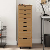 Rolling Cabinet with Drawers MOSS Honey Brown Solid Wood Pine 355894