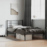 Metal Bed Frame without Mattress with Headboard Black 107x203cm 355557