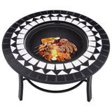 Mosaic Fire Pit Black and White 68cm Ceramic 46721