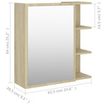Bathroom Mirror Cabinet Sonoma Oak 62.5x20.5x64 cm Engineered Wood 803311