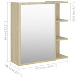 Bathroom Mirror Cabinet Sonoma Oak 62.5x20.5x64 cm Engineered Wood 803311
